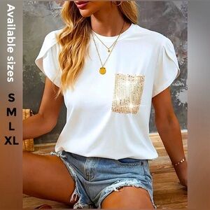 New🌟-Sequined Crew Neck Top